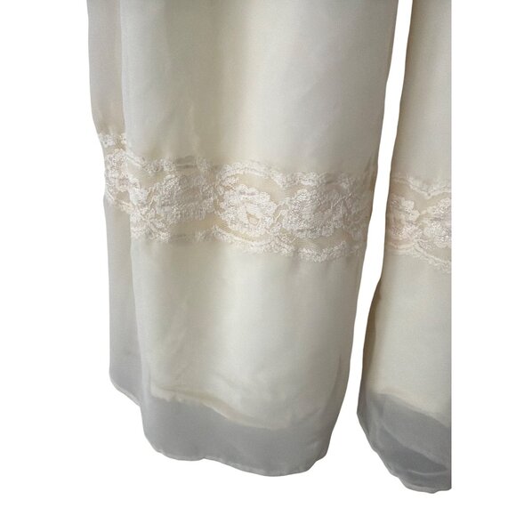 Vintage Ivory Sheer Long Sleeve Lace Dress High Neck Buttoned Cuffs Handmade - Picture 3 of 5